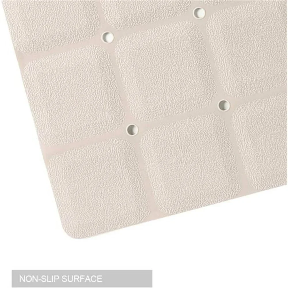 Foldable Silicone Bath Mat Non Slip Tub Mat Textured Reglazed Bathtub Beige 28x1